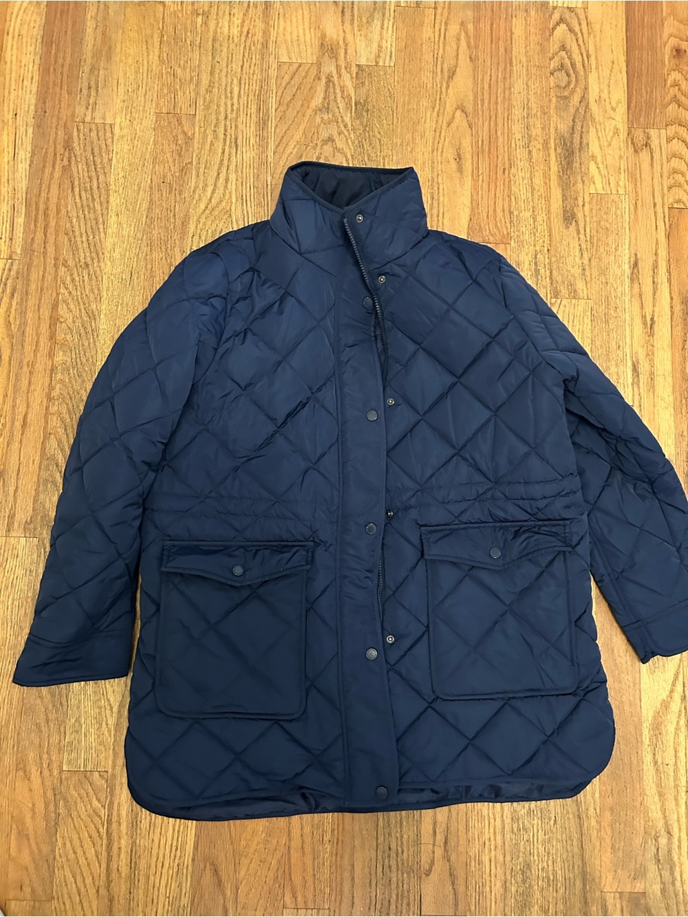 Draper James Diamond-Quilt Navy Puffer barn jacket Coat